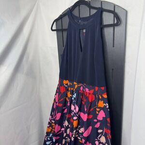 Vince Camuto Navy Floral Halter Neck Maxi Dress Size 10